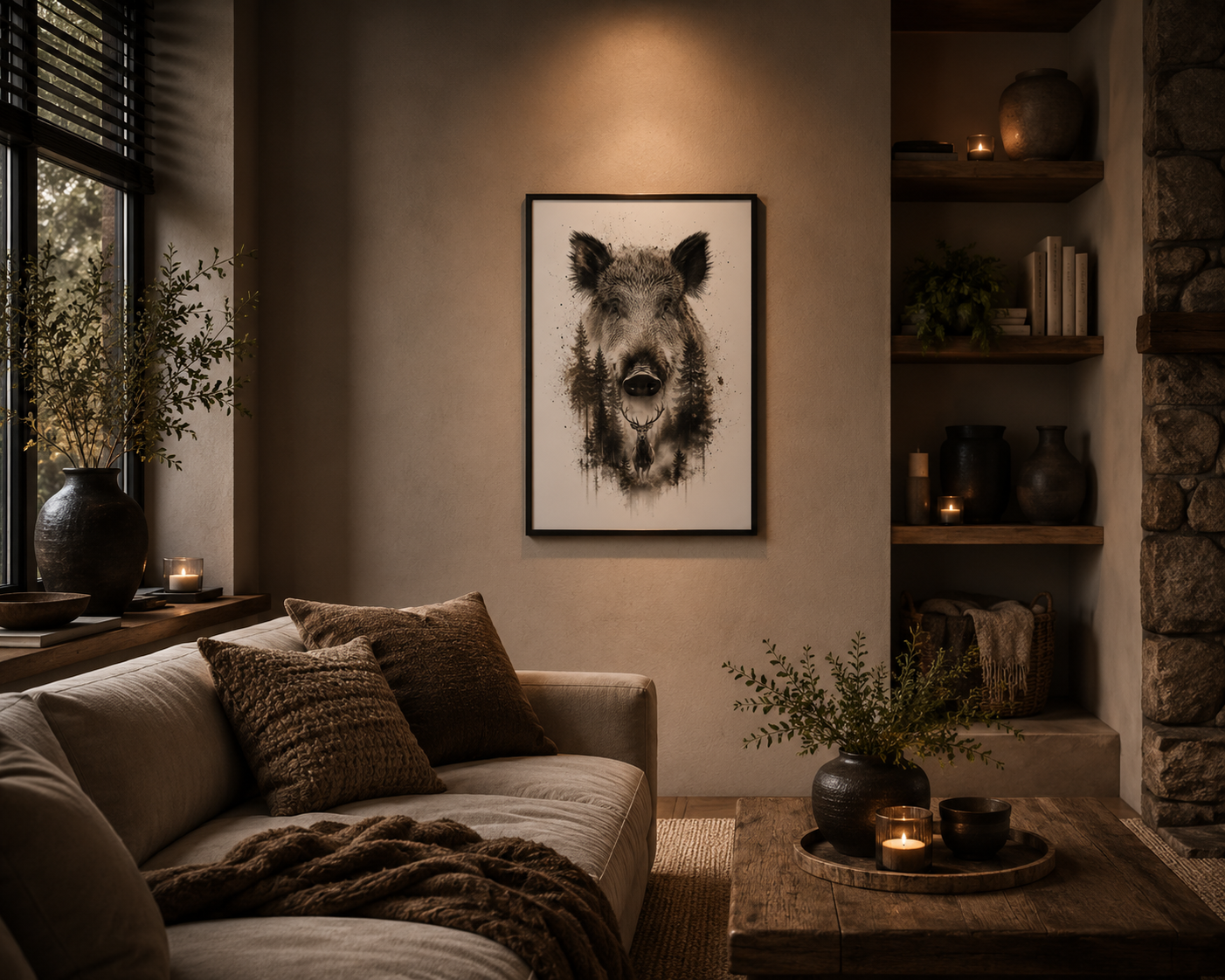 Premium Print Design | Wild Boar & Deer